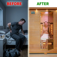 6-Person Cedar Infrared Sauna with 10 Carbon Heaters — Before & After