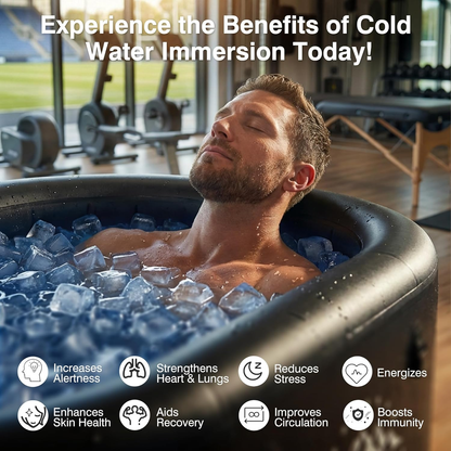 Inflatable Ice Bath Tub for Athletes – 216-Gallon Cold Plunge Tub with Insulated Lid, Full-Body Stretch Design, Insulated & Water Chiller Compatible, Portable for Indoor & Outdoor Recovery