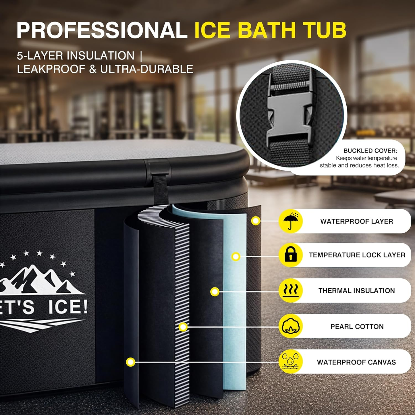 Inflatable Ice Bath Tub for Athletes – 216-Gallon Cold Plunge Tub with Insulated Lid, Full-Body Stretch Design, Insulated & Water Chiller Compatible, Portable for Indoor & Outdoor Recovery
