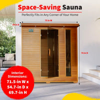 Infrared Sauna Built for Home Wellness, 6-Person Cedar Construction, 10 Carbon Heaters, Low EMF Technology